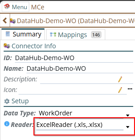 Shows selection of xlsx data format for importing